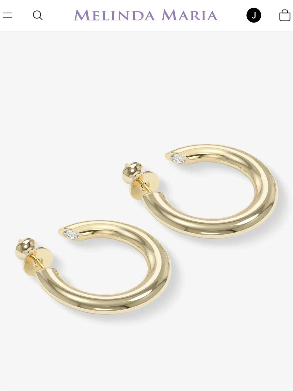 Gold Tone Hoop Earrings with Crystal Accent - Women Jewelry